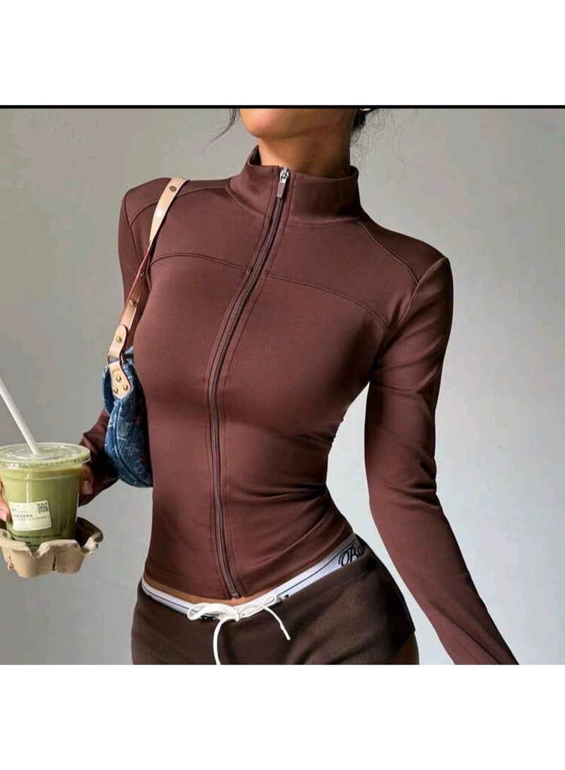 Shein Comfortable UV Protection Essential Versatile Slimming Fitness Running Zippered Stretchy JACKET - Image 1