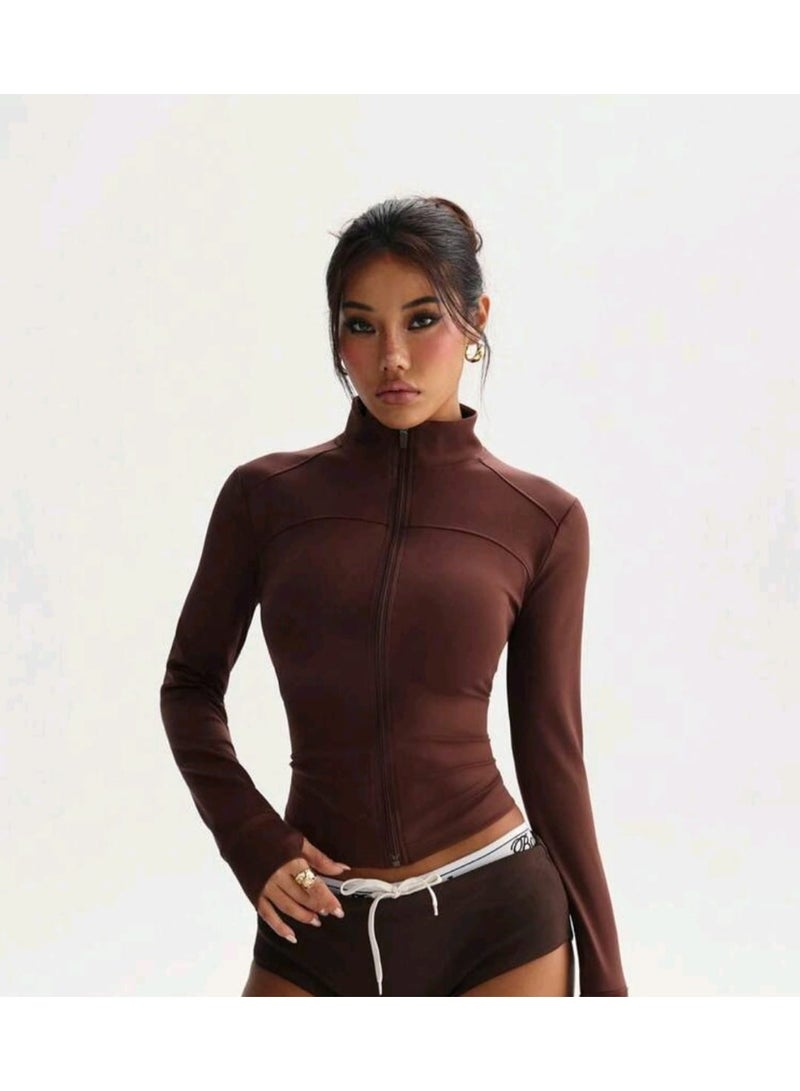 Shein Comfortable UV Protection Essential Versatile Slimming Fitness Running Zippered Stretchy JACKET - Image 4