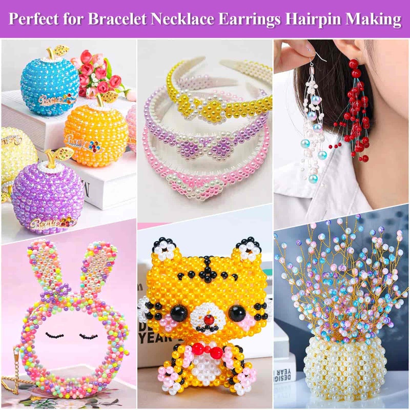 Audab 2240Pcs Pearl Beads for Jewelry Making 28 Colors, Colored Pearl Beads for Bracelets Making, 6mm Shiny Beads Small Round Pearl Bracelet Beads for Crafts, Jewelry Making and for Bracelets Making - Image 4