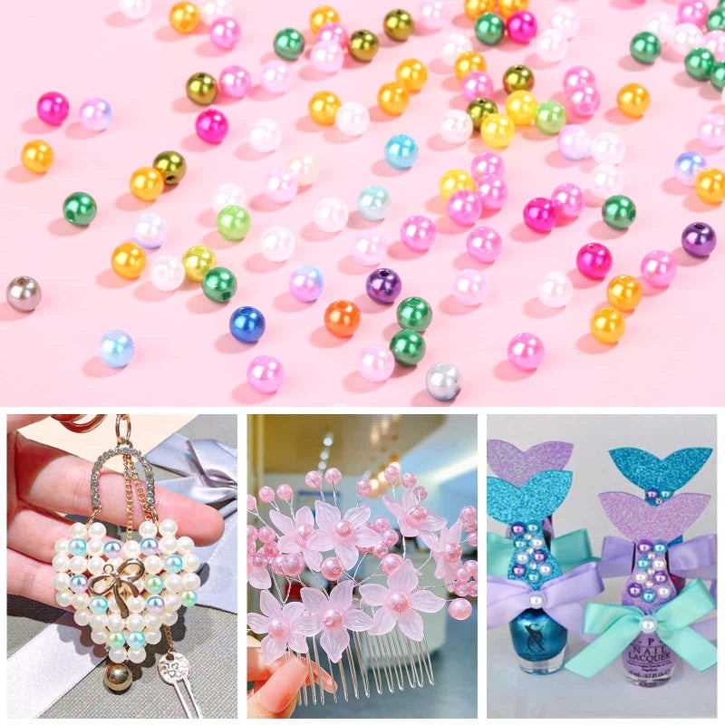 Audab 2240Pcs Pearl Beads for Jewelry Making 28 Colors, Colored Pearl Beads for Bracelets Making, 6mm Shiny Beads Small Round Pearl Bracelet Beads for Crafts, Jewelry Making and for Bracelets Making - Image 2