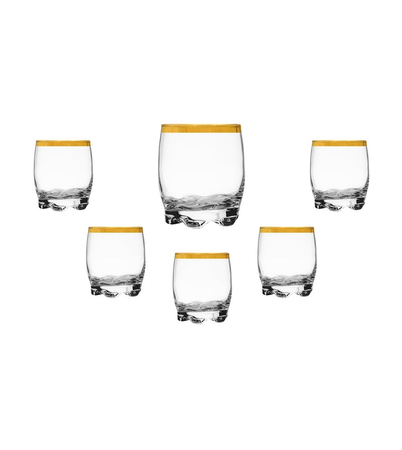 ADORA Glass/Golden Rim / 6 Pcs / 290 cc - 9.75 Oz/Elegant design, Trusted Brand, Attractive shape of Water, Soft Drink, Sparkling Drink, Smoothies, Juices