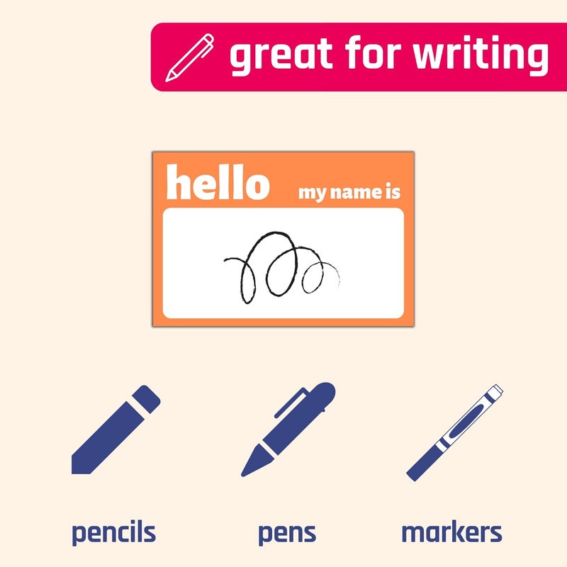 TownStix 200 قطعة ملصقات مرحبًا، اسمي، بطاقات اسم، 5 ألوان - Image 3