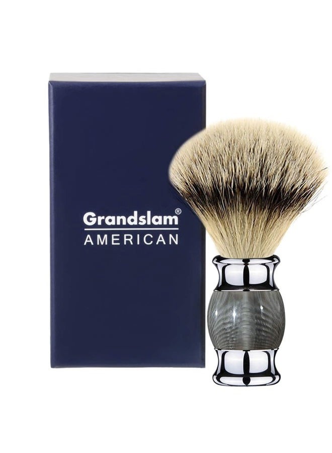 Grandslam Finest Badger Shaving Brush with Resin Handle- Engineered for the Best Shave of Your Life (Gray) - Image 1