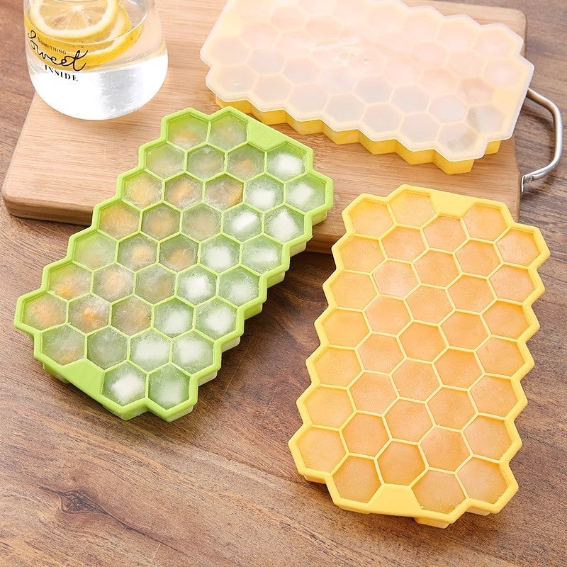 37 Grid Honeycomb Ice Cube Tray with Lid, BPA Free, Easy Release, Quick Freeze - Image 2