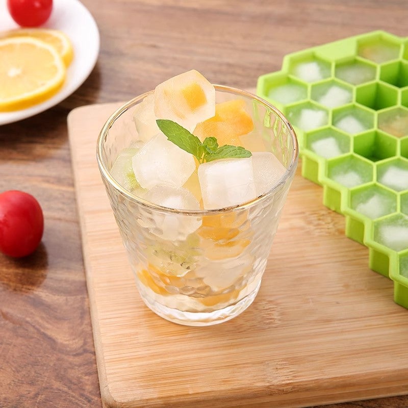 37 Grid Honeycomb Ice Cube Tray with Lid, BPA Free, Easy Release, Quick Freeze - Image 1