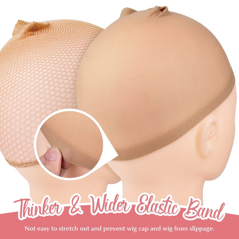 MORGLES 4Pcs Nylon Wig Caps with 2Pcs Mesh Net Wig Cap for Women Non Slip Lace Front Nude - Image 5