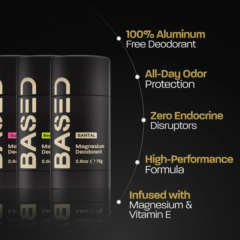 Based Bodyworks BASED Performance Deodorant For Men, All Day Odor Protection, Aluminum Free with Magnesium, Beeswax & Shea Butter, Paraben-Free, Phthalate-Free, Naturally-Derived Bergamot Vanilla Scent - Image 2