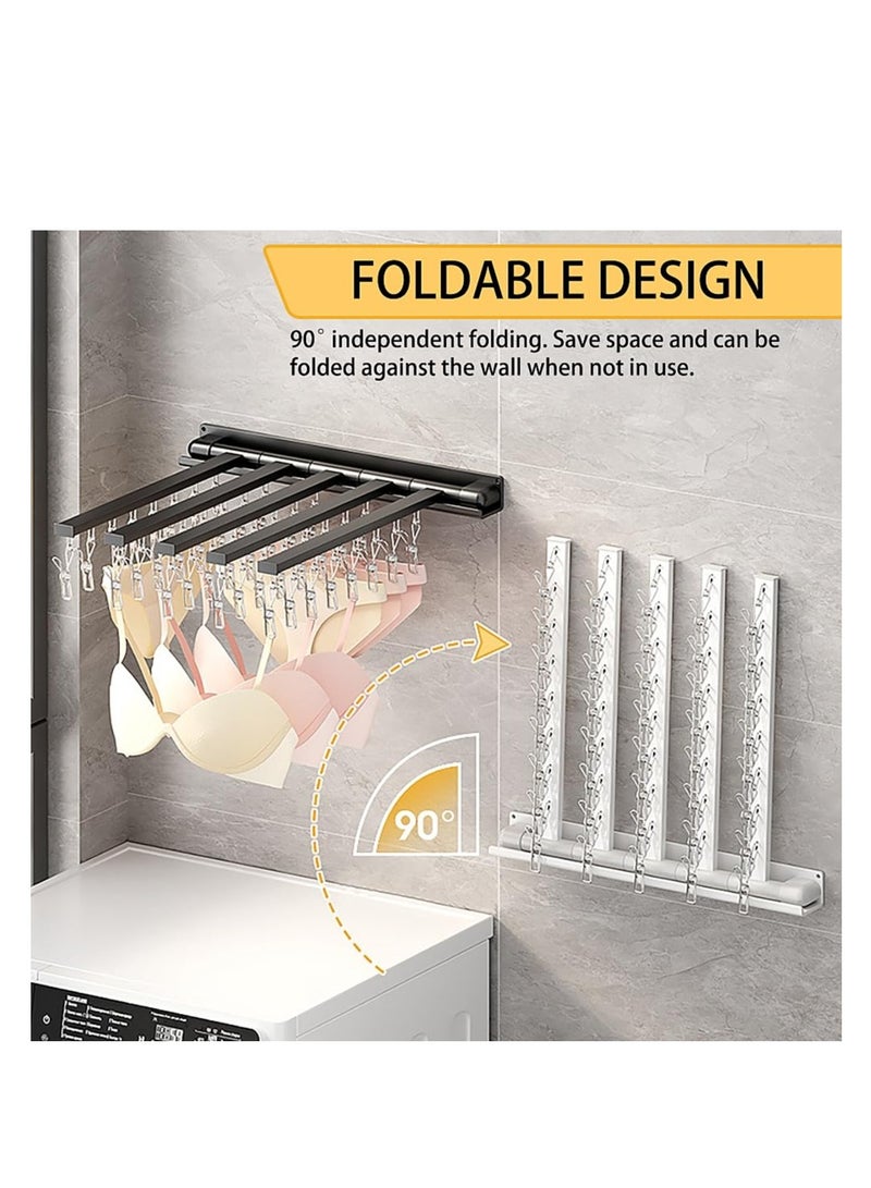 SOLARAE Clothes Drying Racks, Folding Sock Drying Hanger 40 Clips, Underwear Hangers with Rotatable for Sock, Underwear, Baby Clothes and Gloves, Made of Carbon Steel Material, 90 Degree Folding (Black) - Image 4