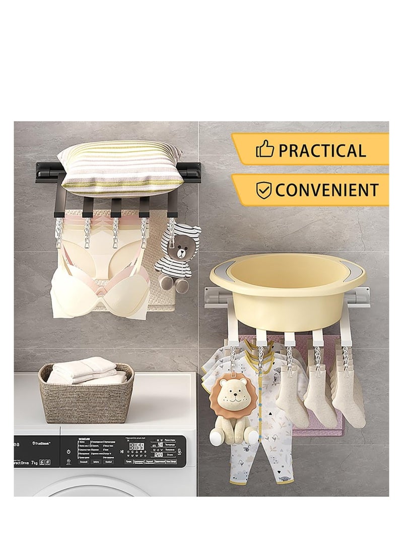 SOLARAE Clothes Drying Racks, Folding Sock Drying Hanger 40 Clips, Underwear Hangers with Rotatable for Sock, Underwear, Baby Clothes and Gloves, Made of Carbon Steel Material, 90 Degree Folding (Black) - Image 5