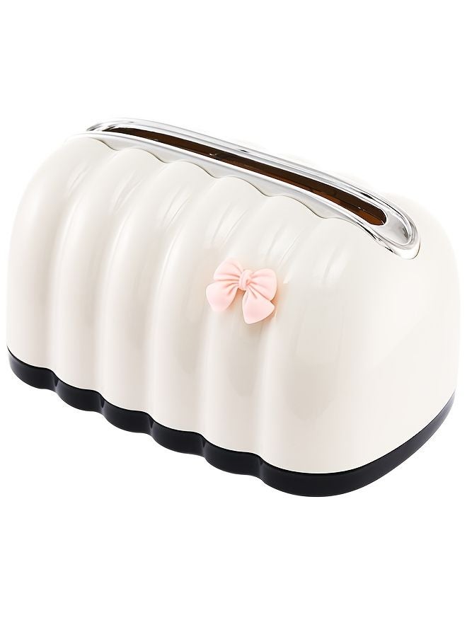 Cream Shell Design Tissue Box With Bow For Living Room And Bedroom - Image 1