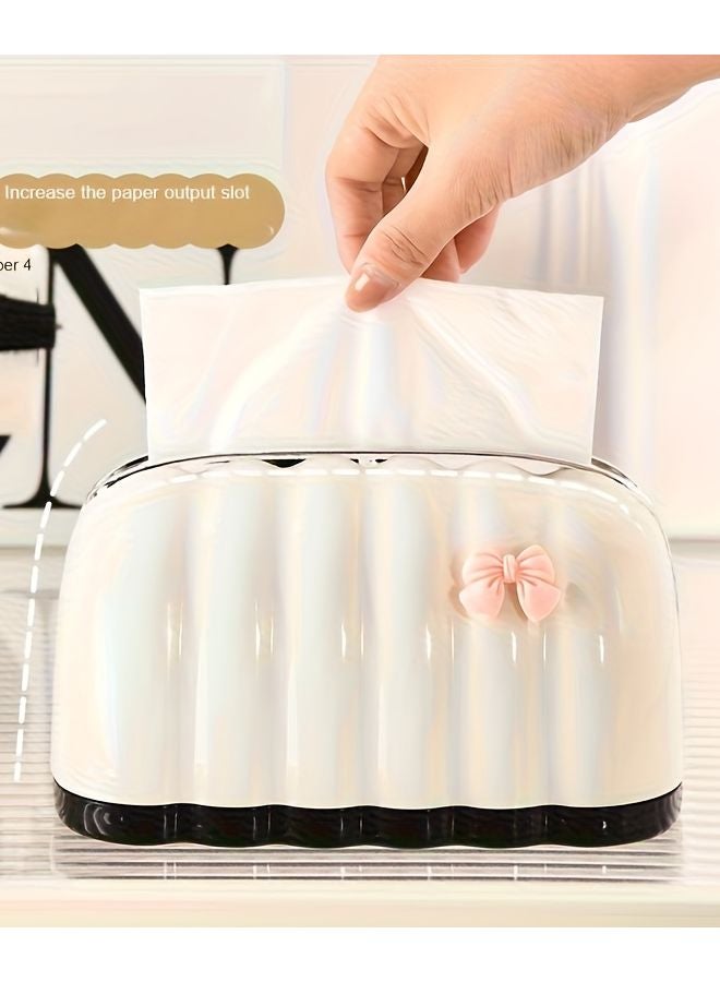Cream Shell Design Tissue Box With Bow For Living Room And Bedroom - Image 3