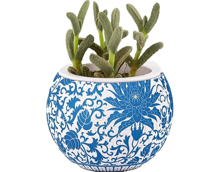 PieceRelax 3D Puzzle Planter - Oriental Floral Ornament - Small Round Plant Pots with Drainage, Home Decor Flower Pots for Indoor Cactus, Succulents Pots [K1101] - Image 4