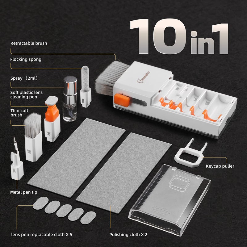 Tassmpitor Laptop Cleaning Kit Keyboard Cleaner, Keyboard Cleaning Kit Electronics Cleaner Tool for MacBook iPad Phone iPhone Pro, Brush Tool for Tablet Computer PC Monitor Camera Lens Earbuds, White - Image 5