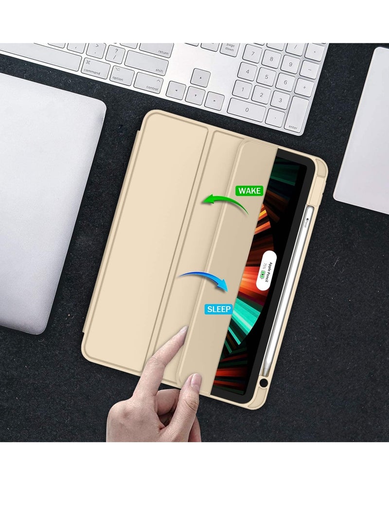ELTRAZONE iPad Pro 12.9 Inch Case (2022/2021/2020, 6th/5th/4th Gen) – Smart Case with Pencil Holder, Touch ID Support, Auto Wake/Sleep, 2nd Gen Pencil Charging – Champagne Gold - Image 5