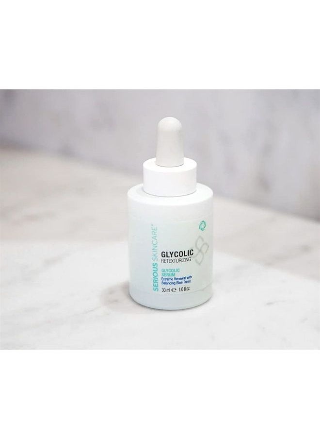 Serious Skincare - Glycolic Retexturizing Serum with Balancing Blue Tansy Extract 1 oz. - Diminish Fine Lines & Wrinkles -Refine, Smooth & Soften Skin - Glycolic Acid - Anti-Aging - For Women and Men - Image 1