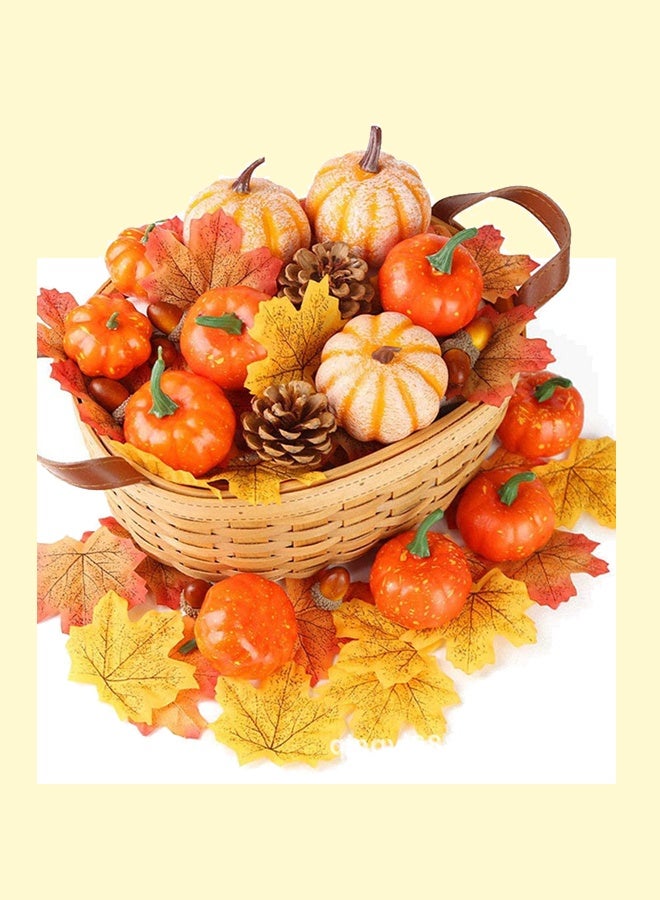 مجموعة ديكور منزلي من القرع الصناعي لعيد الشكر، 50 قطعة، 30 ورقة قيقب مزيفة، 10 حبات بلوط مزيفة، 2 مخروط صنوبر مزيف، 8 قرع مزيف - Image 5