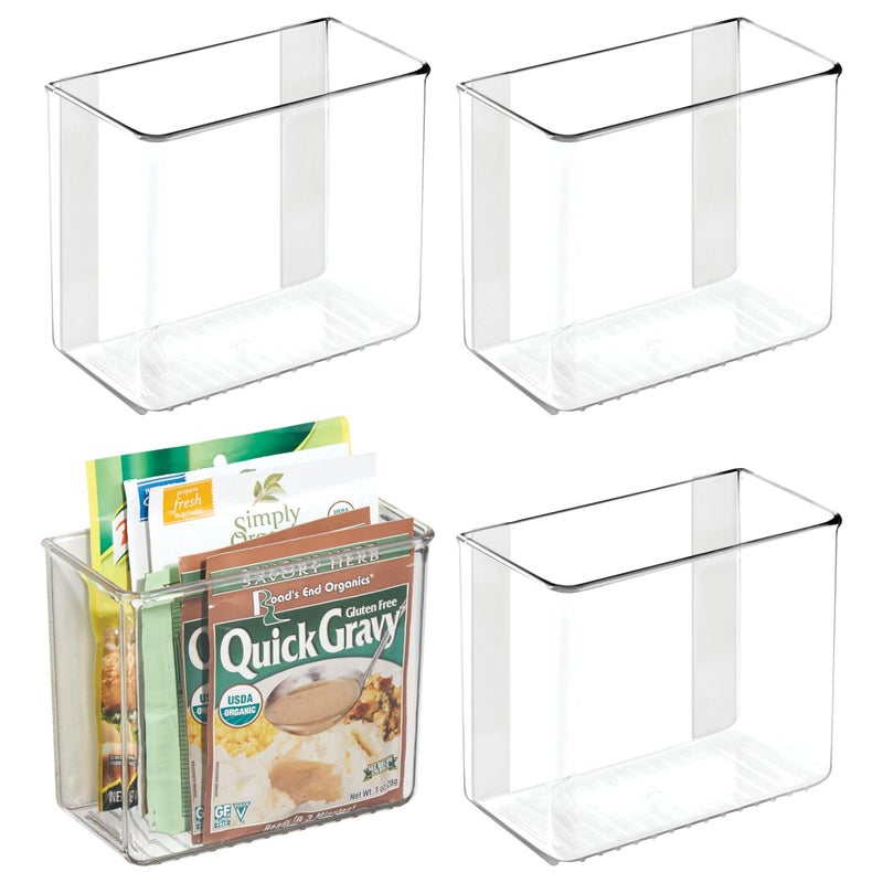 iDesign Adhesive Organizer Bin - Damage-Free Hanging for Kitchen, Bathroom, or Office - Set of 4 - Clear - Image 1