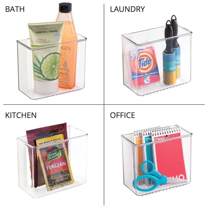 iDesign Adhesive Organizer Bin - Damage-Free Hanging for Kitchen, Bathroom, or Office - Set of 4 - Clear - Image 3
