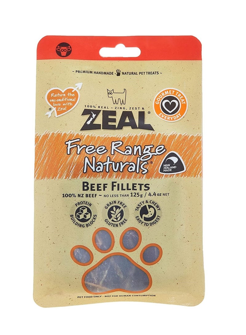 zeal Free Range Naturals Dried Beef Fillets Dog Treats 125g - Image 1