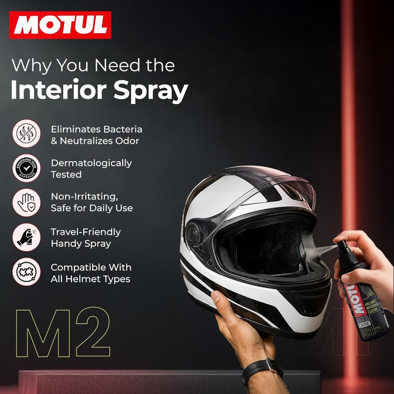 MOTUL Helmet Care Kit -Helmet Visor & Interior Cleaner Spray with Bactericide Sanitizer|100ml Each|Suitable for All Helmets - Image 5
