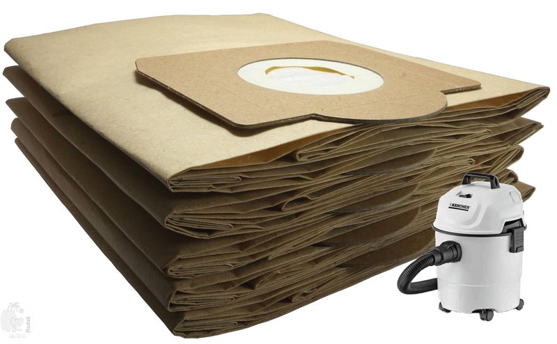 RODAK 5 Paper Dust Bags Compatible With Karcher WD1 / MV1, Made Of Double Ply Filter, Tear Resistance - Image 1