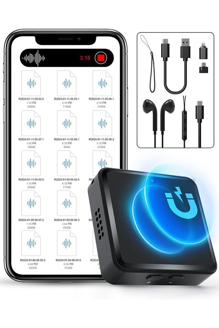 ديقيساند مسجل صوتي 64 جيجا بايت  مسجل صوتي Elasound مزود بتقنية AI-Intelligent Triple Noise Reduction، مسجل صوتي محمول للعمل والمحاضرات والاجتماعات 【جهاز تسجيل مستمر لمدة 100 ساعة】 - Image 1