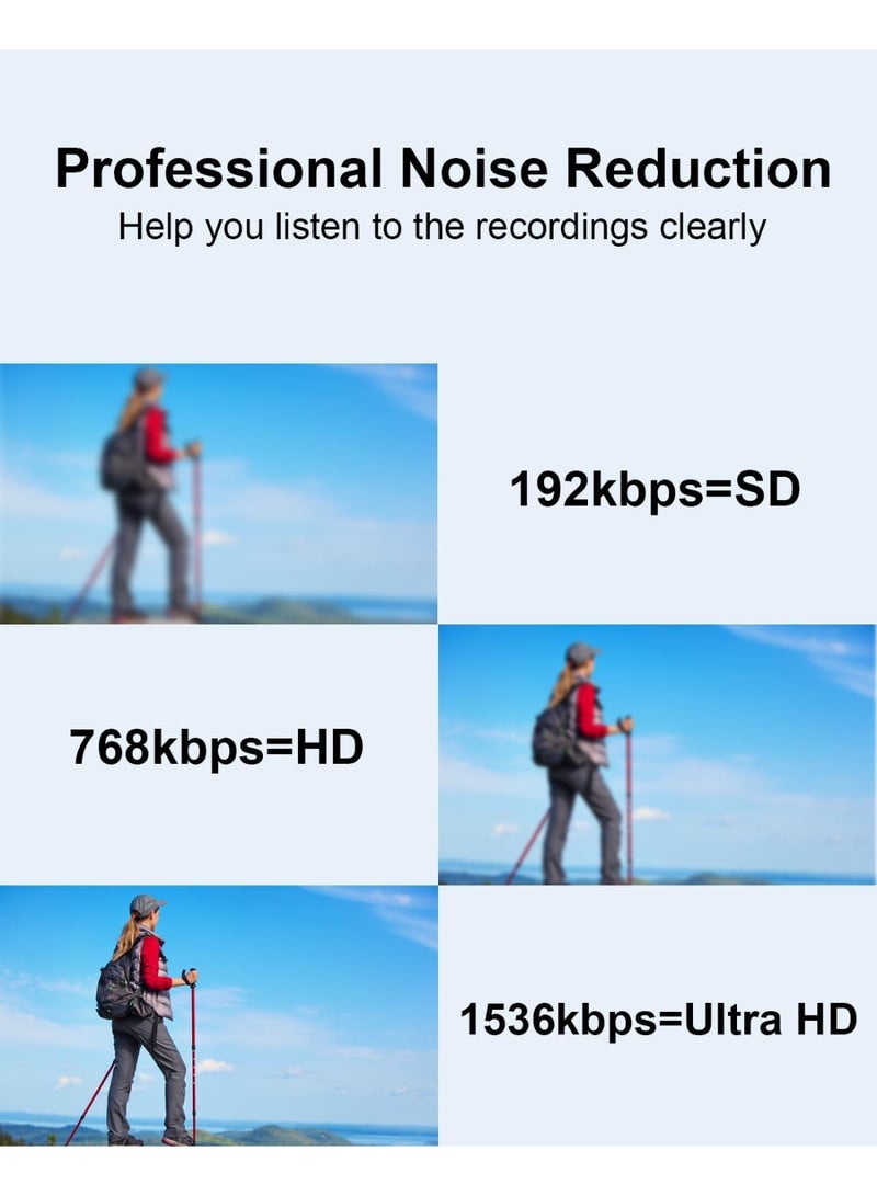 ديقيساند مسجل صوتي 64 جيجا بايت  مسجل صوتي Elasound مزود بتقنية AI-Intelligent Triple Noise Reduction، مسجل صوتي محمول للعمل والمحاضرات والاجتماعات 【جهاز تسجيل مستمر لمدة 100 ساعة】 - Image 4