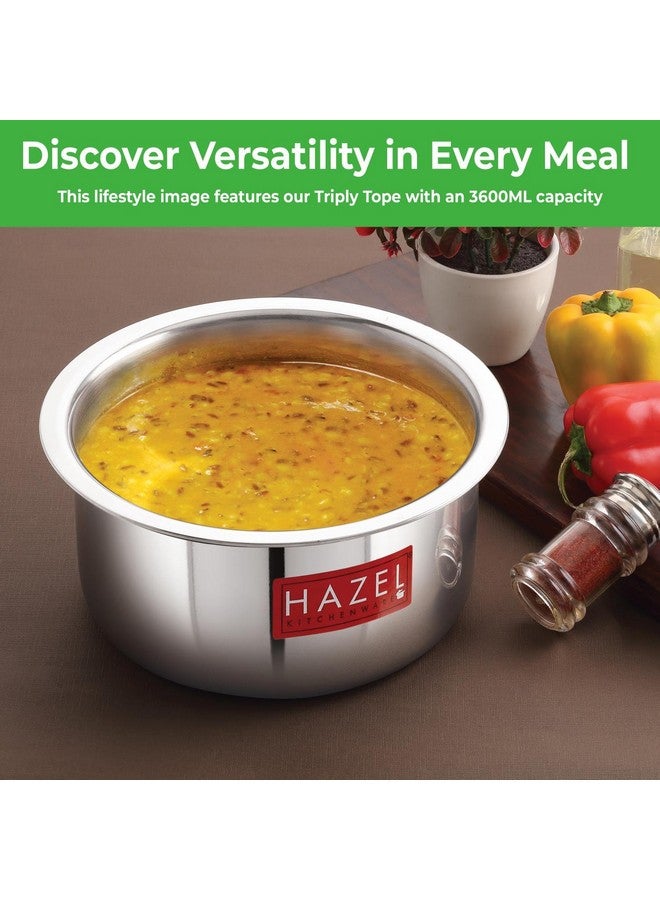 HAZEL Triply Stainless Steel Cookware| Stainless Steel Patila Utensils Set for Kitchen, 1000 ml | Induction Bottom Triply Tope| Stainless Steel Container for Kitchen - Image 2
