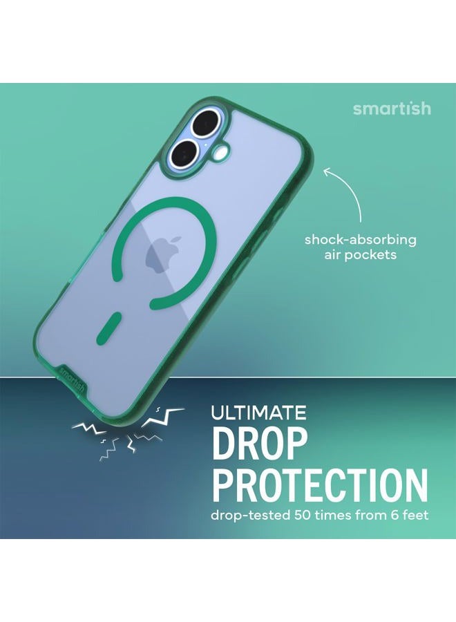 Smartish ® iPhone 17 MagSafe Clear Case - Gripmunk Magnetic Slim Case [Lightweight + Protective] Anti-Yellowing Thin Grip Clear Cover for Apple iPhone 17 - Clearly Green - Image 2