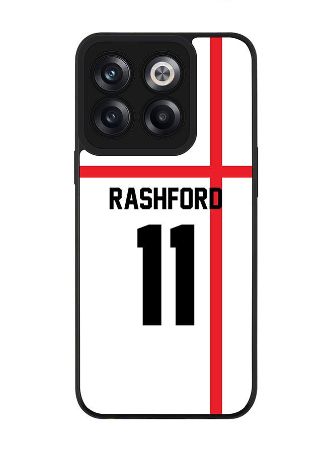 Stylizedd Rugged Black edge case for OnePlus 10T Slim fit Soft Case Flexible Rubber Edges Anti Drop TPU Gel Thin Cover - Football Team - England Player Name - Rashford - Image 1