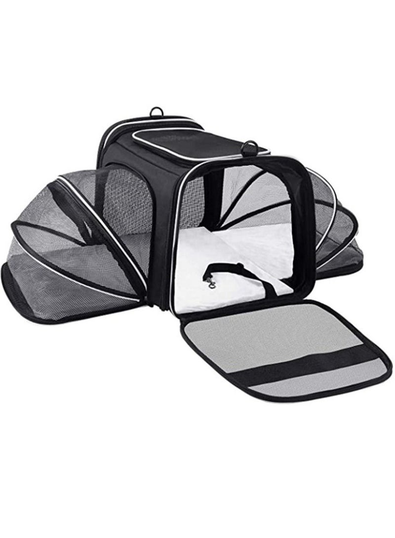 HomarKet Pet Carrier Airline Approved Large Soft Sided Pet Travel TSA Carrier 2 Sides Expandable Cat Collapsible Carrier with Removable Fleece Pad and Pockets for Cats Dogs and Small Animals - Image 1