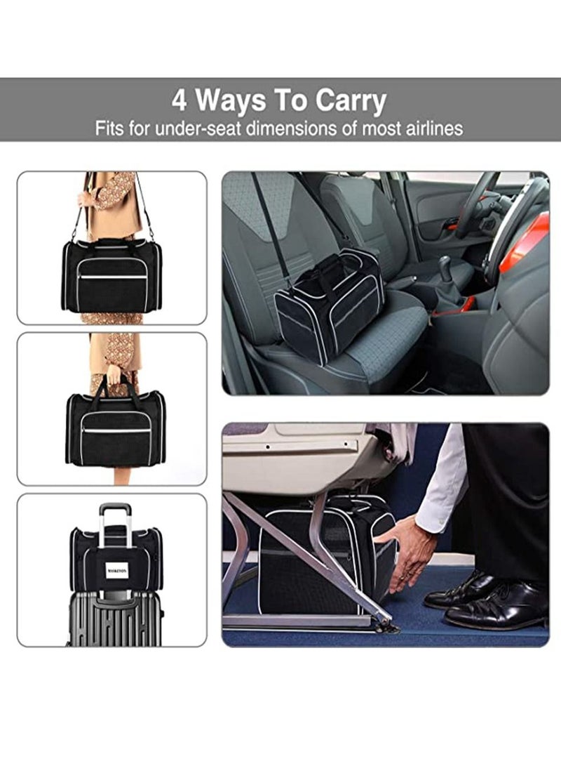 HomarKet Pet Carrier Airline Approved Large Soft Sided Pet Travel TSA Carrier 2 Sides Expandable Cat Collapsible Carrier with Removable Fleece Pad and Pockets for Cats Dogs and Small Animals - Image 4