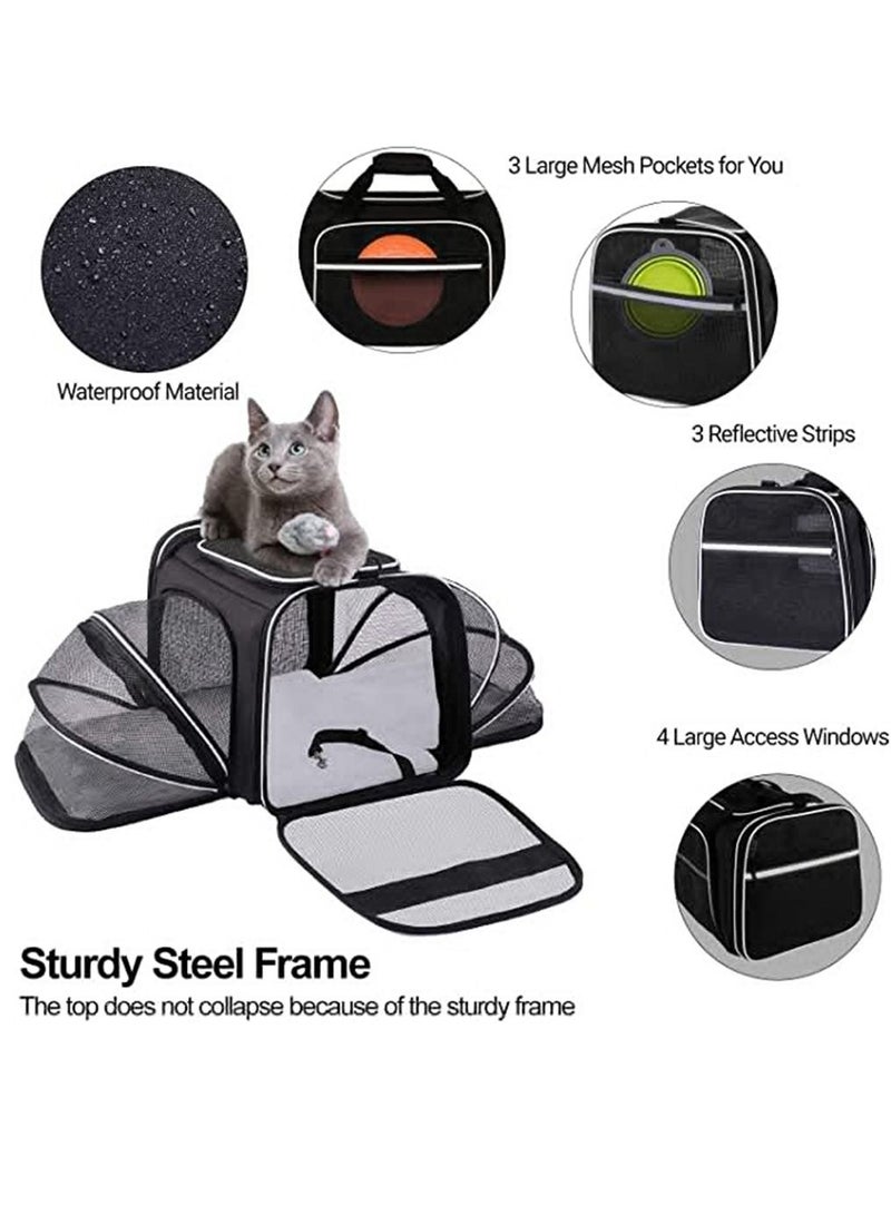 HomarKet Pet Carrier Airline Approved Large Soft Sided Pet Travel TSA Carrier 2 Sides Expandable Cat Collapsible Carrier with Removable Fleece Pad and Pockets for Cats Dogs and Small Animals - Image 2