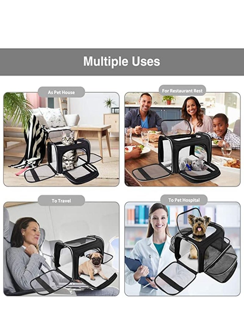 HomarKet Pet Carrier Airline Approved Large Soft Sided Pet Travel TSA Carrier 2 Sides Expandable Cat Collapsible Carrier with Removable Fleece Pad and Pockets for Cats Dogs and Small Animals - Image 5