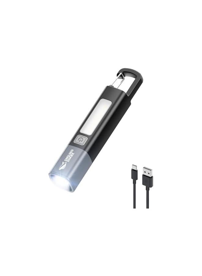 القرش المبتسم G1 Flashlight, Small Bright LED Rechargeable Flashlights High Lumens with Side Light & Hook & Zoomable Brightest Handheld Waterproof Flash Light for Emergencies/Camping/Home, Black - Image 1