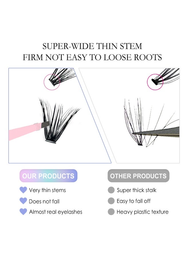 lashvana 280Pcs 30D 40D Lash Clusters Lash Extension Kit with Bond and Seal Glue Remover and Tweezer DIY Clusters Lashes D Curl Individual Lash Cluster 9-16mm Mixed False Eyelash - Image 4