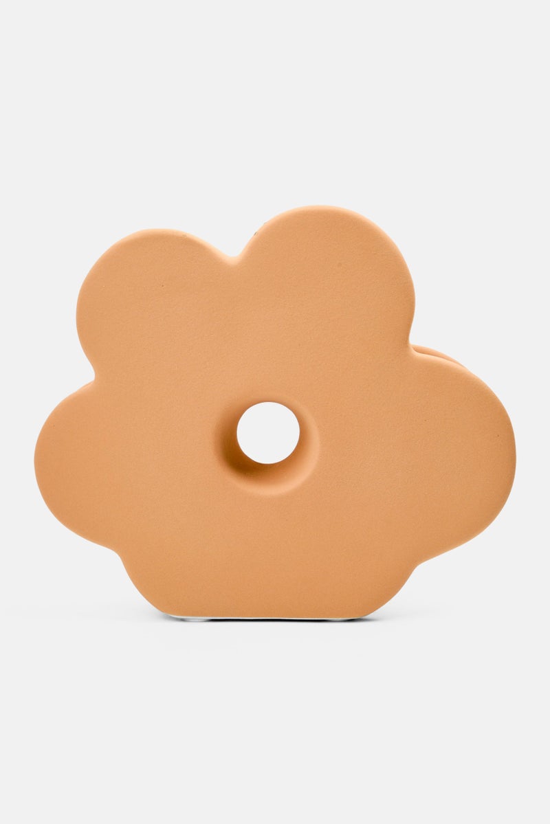 Muy Mucho Ceramic Plain Flower Vase 16 H x 19 L x 6 W cm, Peach - Image 1