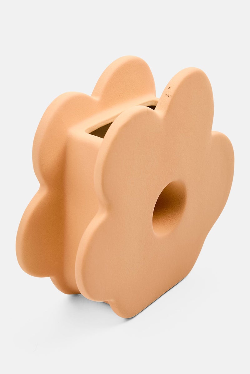 Muy Mucho Ceramic Plain Flower Vase 16 H x 19 L x 6 W cm, Peach - Image 2
