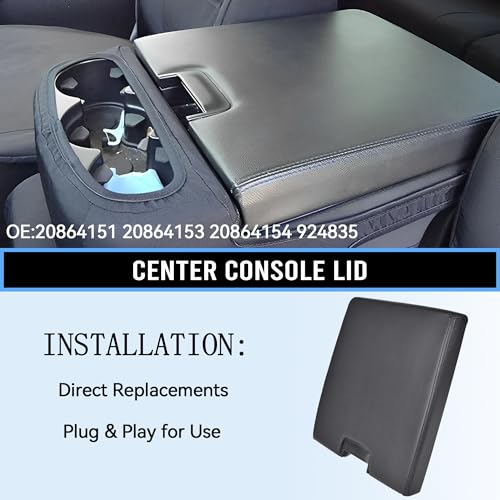 EKLN Black Center Console Lid with Latch Armrest Lids 20864151 Fit for 2008-2013 Chevy Tahoe Avalanche Silverado GMC Sierra 1500 2500 3500Yukon XL Replaces OE# 20864153 20864154 924835 - Image 4
