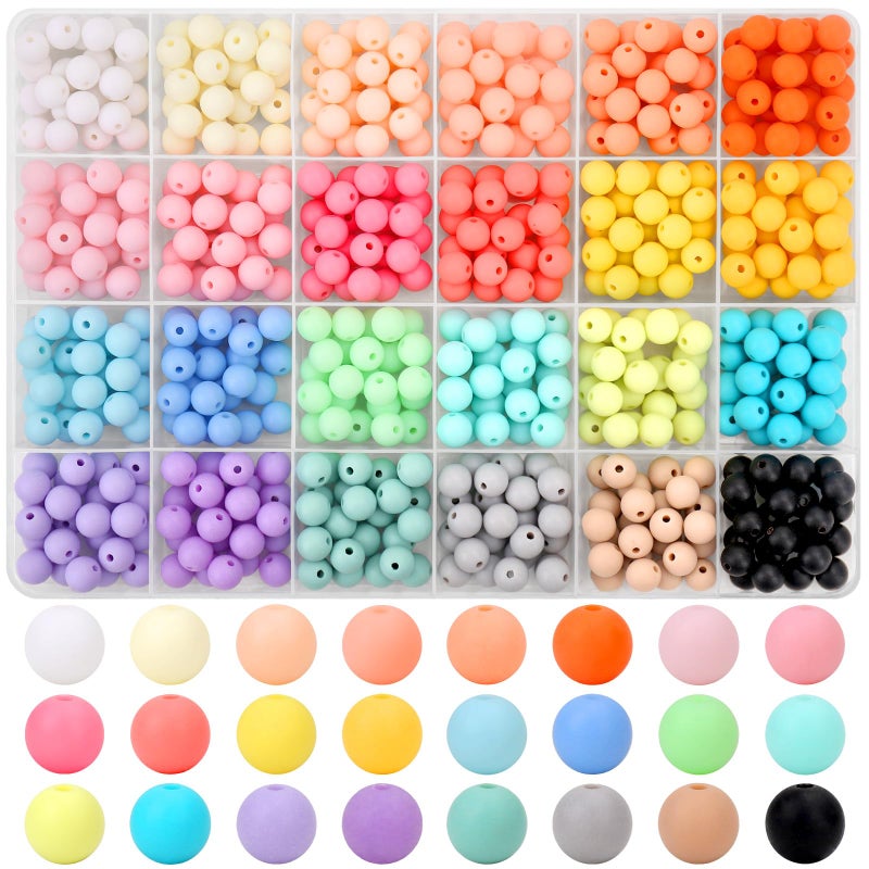 BONNY BOXX 600Pcs 8Mm Candy Color Matte Acrylic Round Beads  24 Colors Assorted Plastic Bubble Gum Beads With Hole Loose Beads Bulk For Bracelets Necklace Jewelry Making Diy Crafts - Image 1
