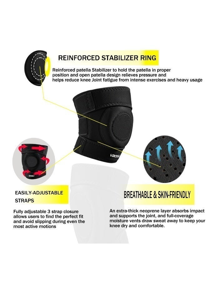 VBOSI Knee Support Brace for Men Women, Adjustable Compression Sleeve Wrap Patellar Pad Tendon - Arthritis Pain, meniscus tear, Injury Recovery, Running, Workout, - Image 2