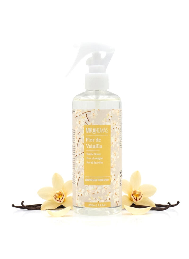 Mikaromas Room Spray  Vanilla Flower, 250ml | Long-Lasting Home & Office Air Freshener | Sweet, Warm & Floral Vanilla Fragrance for Relaxing, Inviting & Cozy Ambience - Image 1