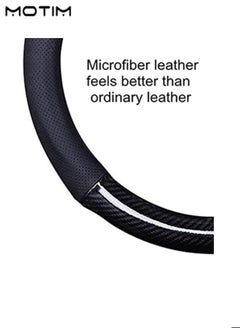 Motim Carbon Fiber Leather Car Steering Wheel Cover, Universal Non Slip Breathable Car Steering Wheel Protector for Most Car, Trucks, SVU, 38cm 15 inches  - Image 5
