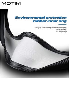Motim Carbon Fiber Leather Car Steering Wheel Cover, Universal Non Slip Breathable Car Steering Wheel Protector for Most Car, Trucks, SVU, 38cm 15 inches  - Image 4