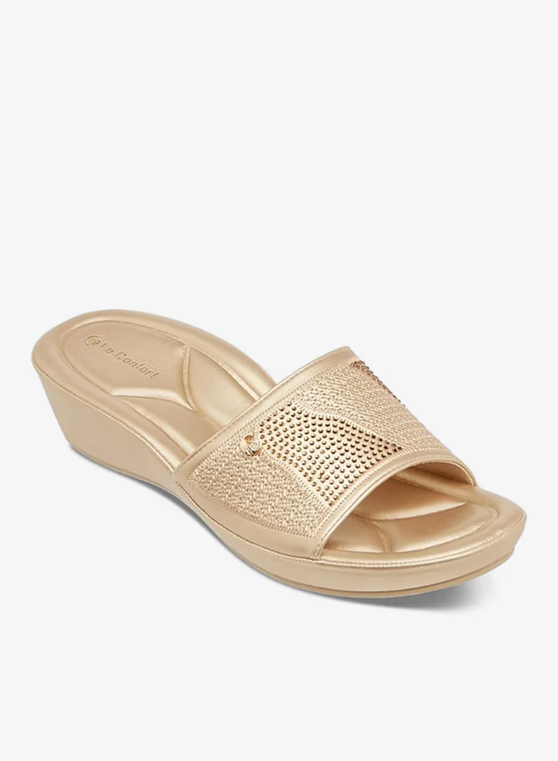 Le Confort Women Embellished Slip-On Sandals with Wedge Heels Ramadan Collection