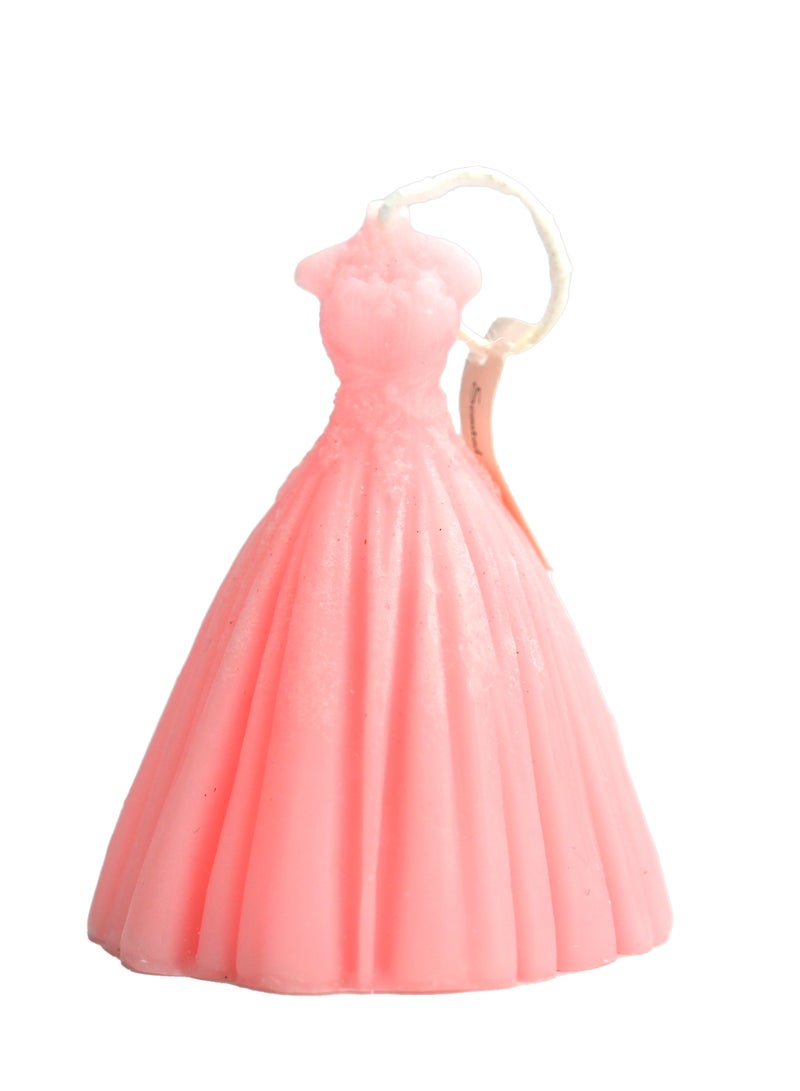White Peach Handmade Dress Shape Scented Candle/Pretty Dress Shape Soy Candles/Room Decor/Cute Decorations Candle for Home Décor, Bedroom, Bathroom, Kid’s Room (Peach & White) 