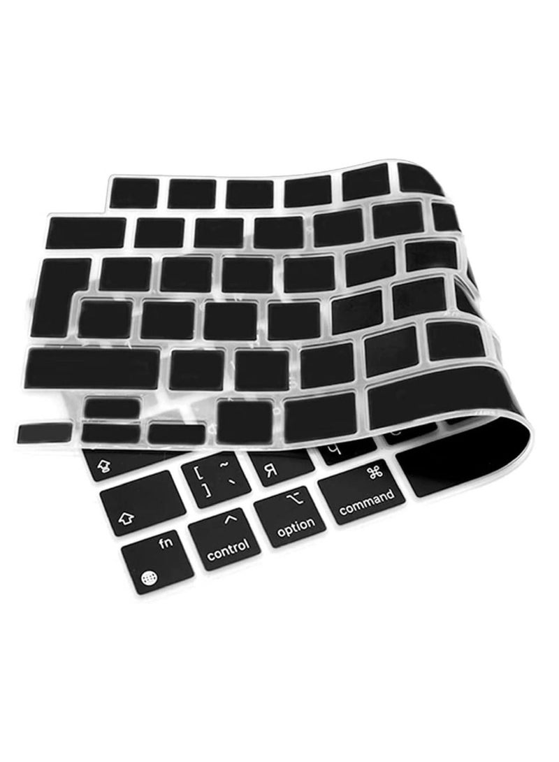 AMM EU Version Russian English Silicone Keyboard Cover Skin for M2 MacBook Air 13.6 inch 2022 A2681 & MacBook Pro 14 inch 2022 2021 A2442 M1 & MacBook Pro 16 inch 2022 2021 A2485 M1  Black - Image 3