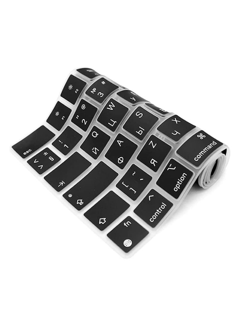 AMM EU Version Russian English Silicone Keyboard Cover Skin for M2 MacBook Air 13.6 inch 2022 A2681 & MacBook Pro 14 inch 2022 2021 A2442 M1 & MacBook Pro 16 inch 2022 2021 A2485 M1  Black - Image 5