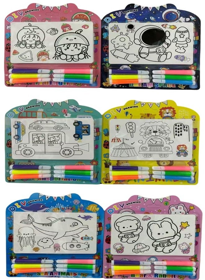 Returngifts Colorful Kids' stationery gift Set - Cartoon-Themed Set with colouring sheets and colours pens- Pack of 6 Birthday party returns gifts and kanjak kanya Navratri pujan (Design 5) - Image 1