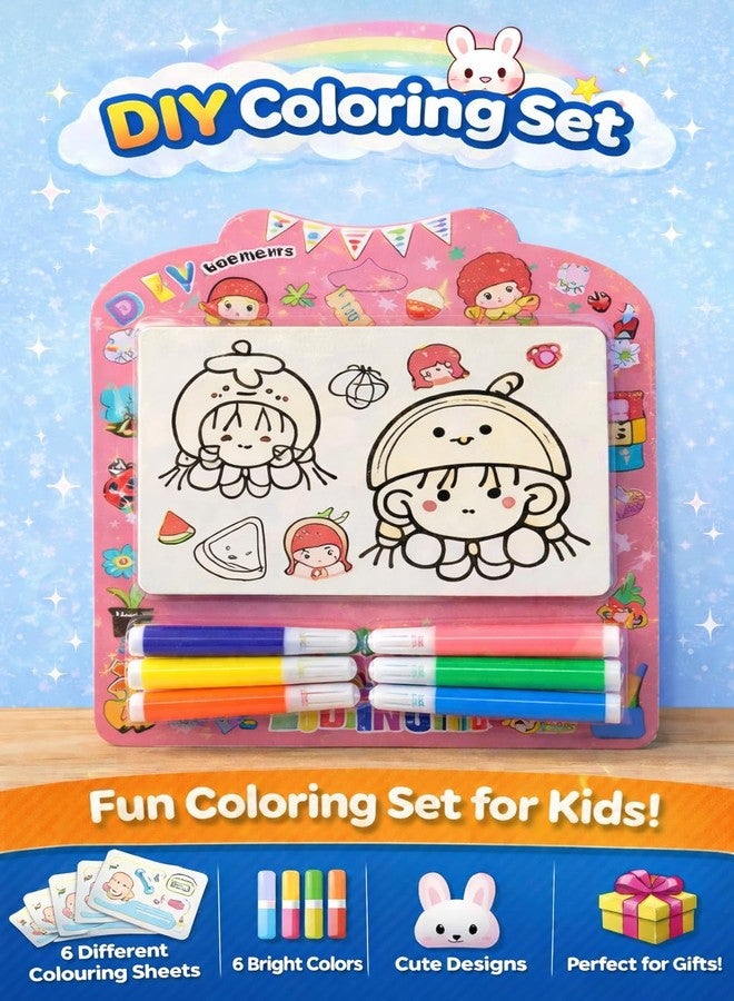 Returngifts Colorful Kids' stationery gift Set - Cartoon-Themed Set with colouring sheets and colours pens- Pack of 6 Birthday party returns gifts and kanjak kanya Navratri pujan (Design 5) - Image 2